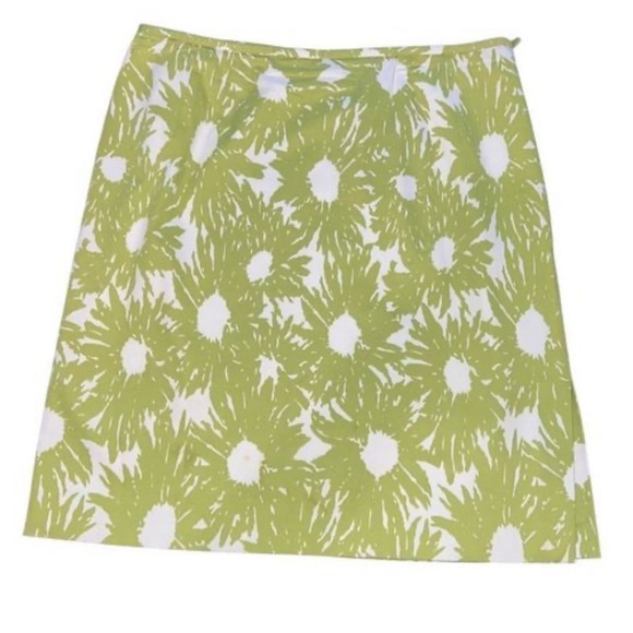 Size 4 - Talbots Stretch Floral Pencil Skirt - Green and White - Picture 1 of 3
